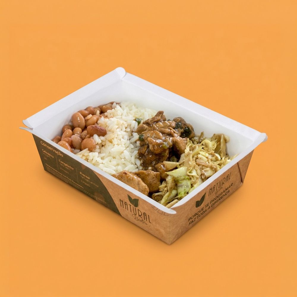 Refeição Tradicionais - Opção 4 - Arroz branco, feijão, pernil em tiras e repolho agridoce